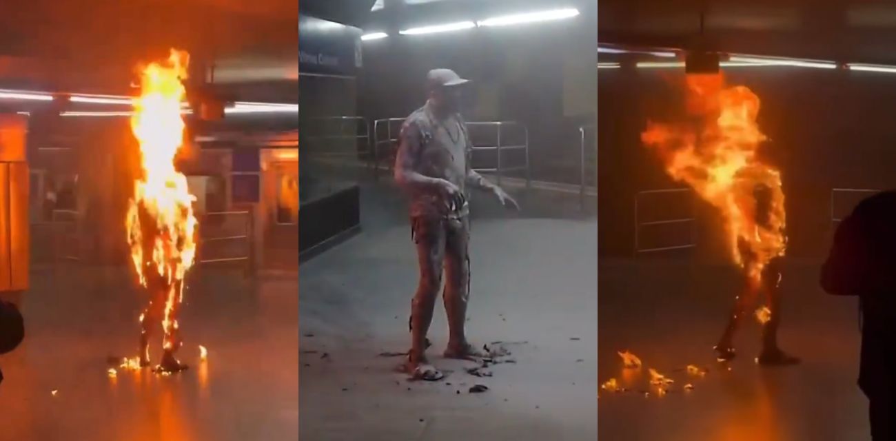 巴西圣保罗地铁站 再现惊魂自焚事件 被众人合力扑灭后 模样如同僵尸般瘆人！ - 51吃瓜网-51吃瓜网
