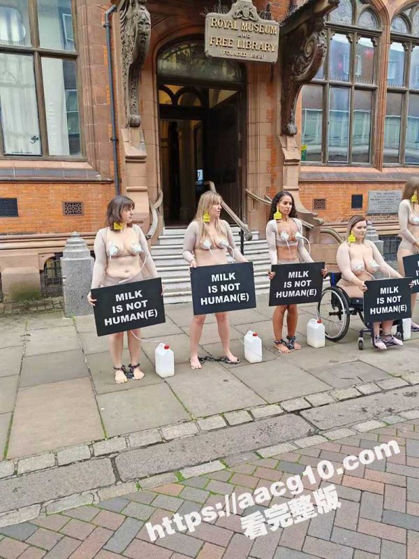 英国女权运动抗议牛奶生产不人道  各路美女自发齐刷刷穿戴挤奶器游街  号召饮用人奶而非牛奶-51吃瓜网